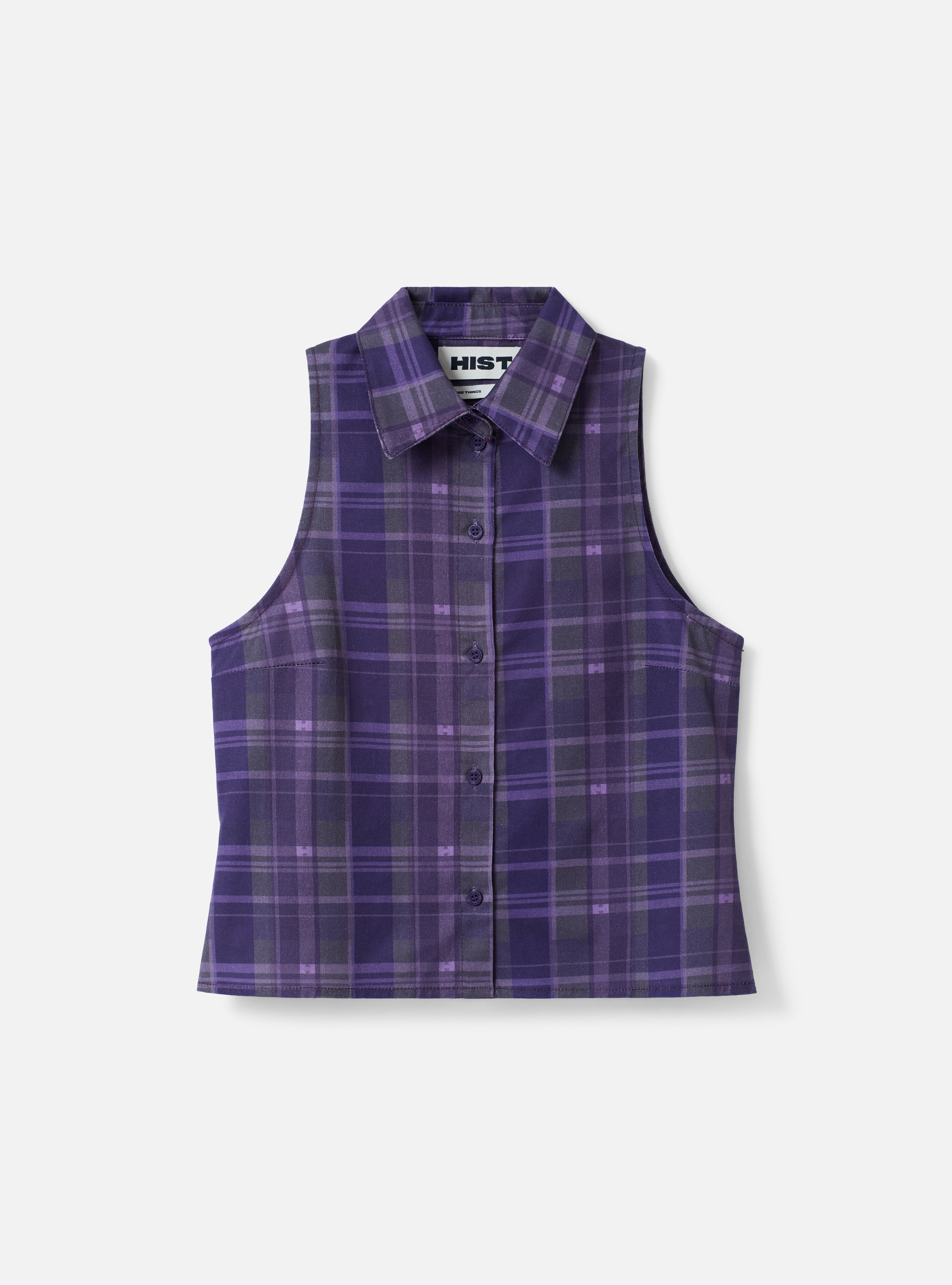 BLUSA SEM MANGA ESTAMPA XADREZ  | ROXO