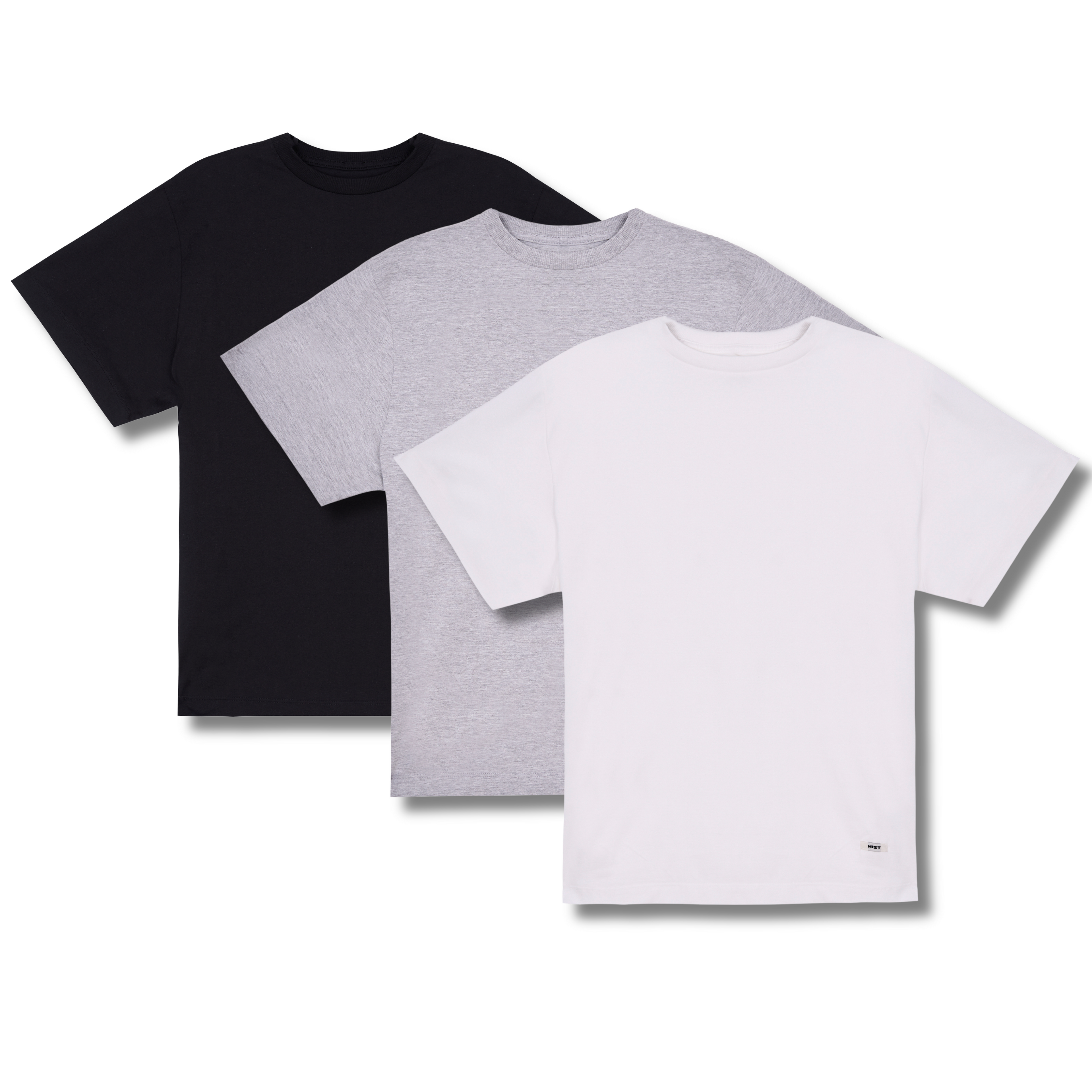 COMBO CAMISETA REGULAR FIT | PRETO + OFF WHITE + CINZA MESCLA